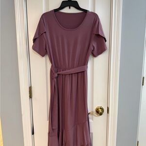 SHEIN Dusty Rose Midi Dress with Belt